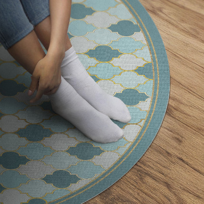 Vinyl vloerkleed rond Blauwe mozaïek decoratieve tegels