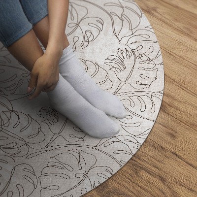 Rond pvc tapijt Minimalistische boho monsterabladeren