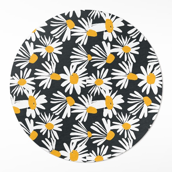 Vinyl vloerkleed rond Geschilderde madeliefjes, wilde bloemen