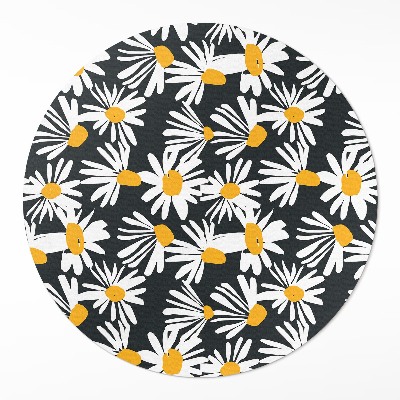 Vinyl vloerkleed rond Geschilderde madeliefjes, wilde bloemen