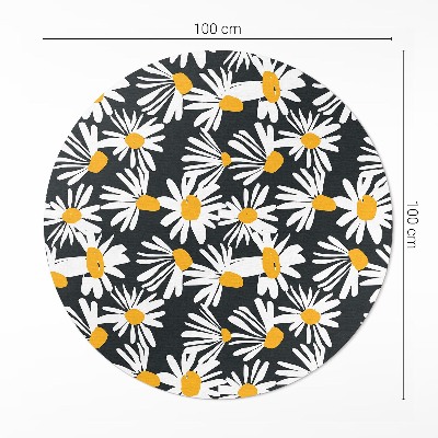 Vinyl vloerkleed rond Geschilderde madeliefjes, wilde bloemen