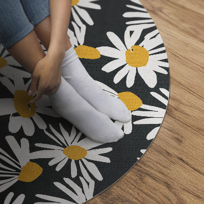 Vinyl vloerkleed rond Geschilderde madeliefjes, wilde bloemen