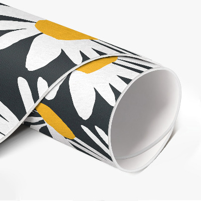 Vinyl vloerkleed rond Geschilderde madeliefjes, wilde bloemen