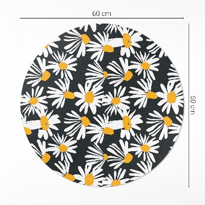 Vinyl vloerkleed rond Geschilderde madeliefjes, wilde bloemen