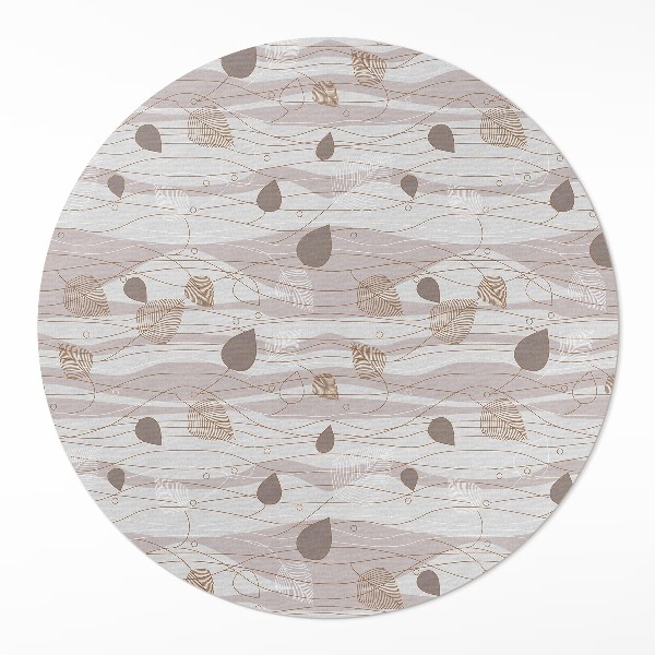 Pvc mat rond Boho bladeren op golven achtergrondillustratie