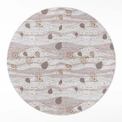 Pvc mat rond Boho bladeren op golven achtergrondillustratie