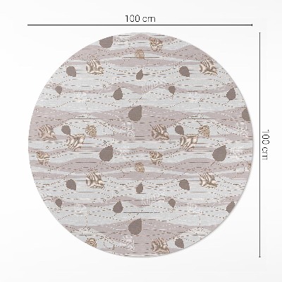 Pvc mat rond Boho bladeren op golven achtergrondillustratie