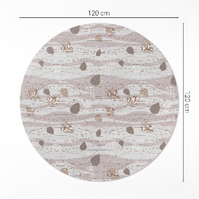 Pvc mat rond Boho bladeren op golven achtergrondillustratie