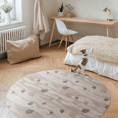 Pvc mat rond Boho bladeren op golven achtergrondillustratie