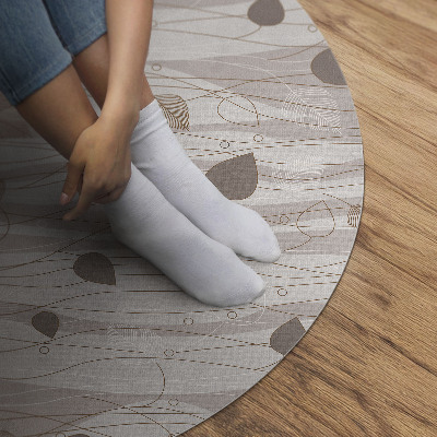 Pvc mat rond Boho bladeren op golven achtergrondillustratie