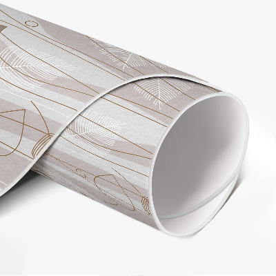 Pvc mat rond Boho bladeren op golven achtergrondillustratie