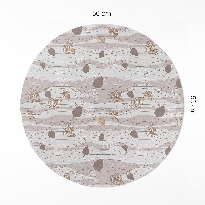 Pvc mat rond Boho bladeren op golven achtergrondillustratie