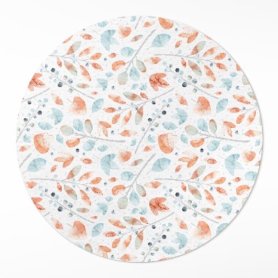 Rond pvc tapijt Aquarel boho takjes en bladeren