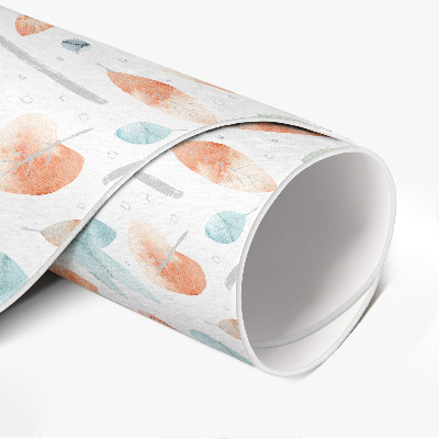 Rond pvc tapijt Aquarel boho takjes en bladeren