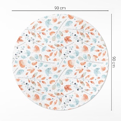 Rond pvc tapijt Aquarel boho takjes en bladeren