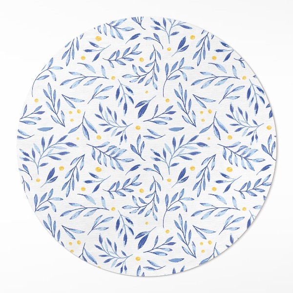 Vinyl vloerkleed rond Aquarel takjes bladeren stippen boho