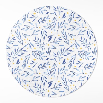 Vinyl vloerkleed rond Aquarel takjes bladeren stippen boho