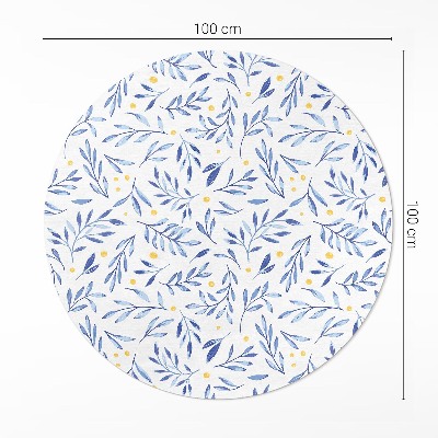 Vinyl vloerkleed rond Aquarel takjes bladeren stippen boho