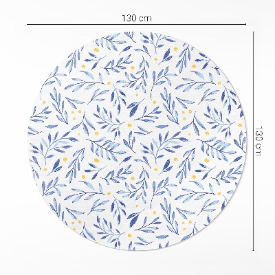 Vinyl vloerkleed rond Aquarel takjes bladeren stippen boho