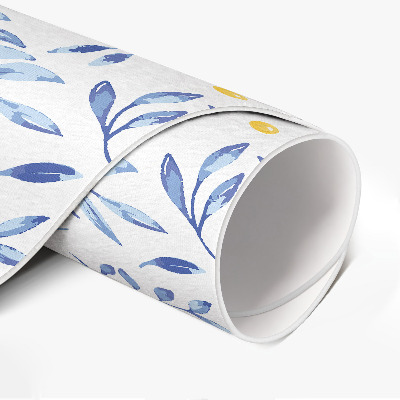 Vinyl vloerkleed rond Aquarel takjes bladeren stippen boho