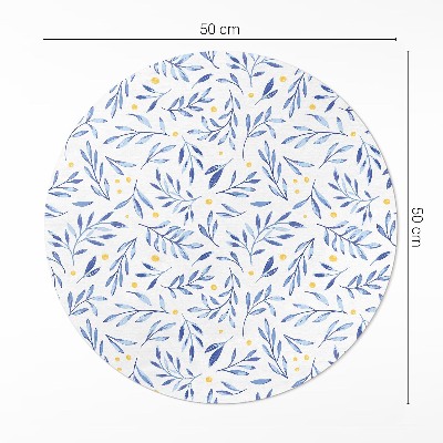 Vinyl vloerkleed rond Aquarel takjes bladeren stippen boho