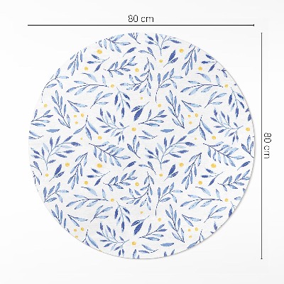 Vinyl vloerkleed rond Aquarel takjes bladeren stippen boho