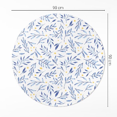 Vinyl vloerkleed rond Aquarel takjes bladeren stippen boho