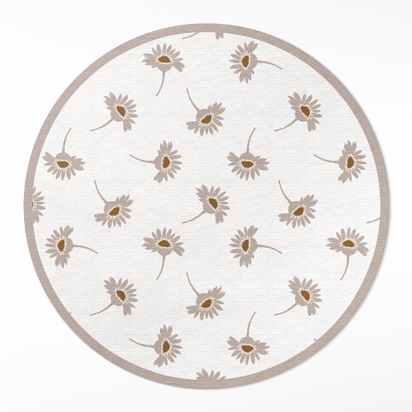 Vinyl vloerkleed rond Delicate boho madeliefjes
