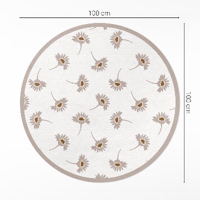 Vinyl vloerkleed rond Delicate boho madeliefjes