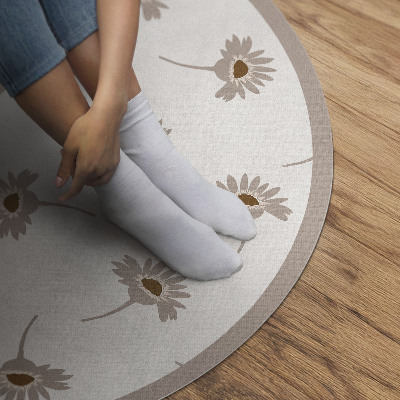 Vinyl vloerkleed rond Delicate boho madeliefjes