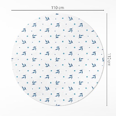 Vinyl vloerkleed rond Kleine blaadjes en stippen aquarel boho