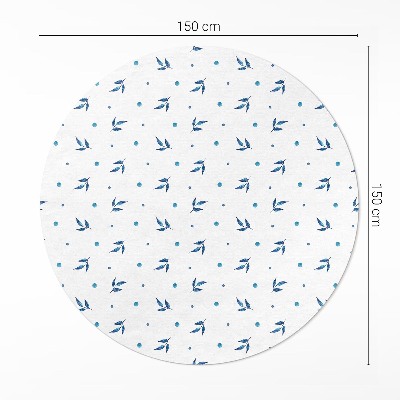 Vinyl vloerkleed rond Kleine blaadjes en stippen aquarel boho