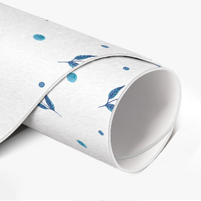 Vinyl vloerkleed rond Kleine blaadjes en stippen aquarel boho