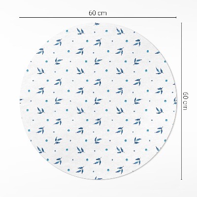 Vinyl vloerkleed rond Kleine blaadjes en stippen aquarel boho