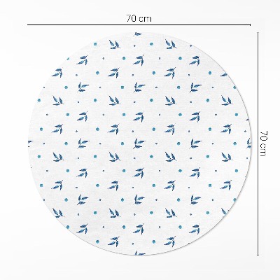 Vinyl vloerkleed rond Kleine blaadjes en stippen aquarel boho