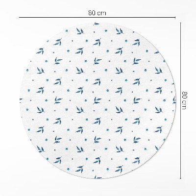 Vinyl vloerkleed rond Kleine blaadjes en stippen aquarel boho