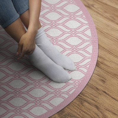 Vinyl vloerkleed rond Poederroze gevlochten kleine mozaïek