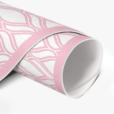 Vinyl vloerkleed rond Poederroze gevlochten kleine mozaïek