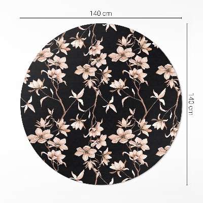 Rond pvc tapijt Felgekleurde bloemen op takken, vintage patroon