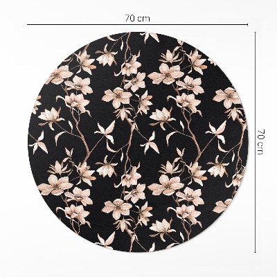 Rond pvc tapijt Felgekleurde bloemen op takken, vintage patroon