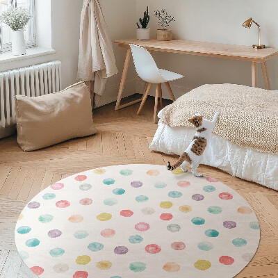 Vinyl vloerkleed rond Geschilderde stippen aquarel boho