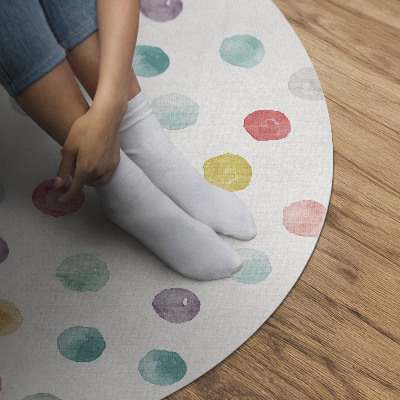 Vinyl vloerkleed rond Geschilderde stippen aquarel boho