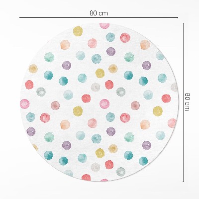 Vinyl vloerkleed rond Geschilderde stippen aquarel boho