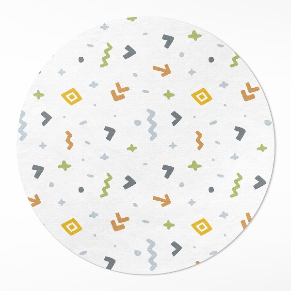 Rond pvc tapijt Pastelkleurige iconen en vormen in boho-stijl