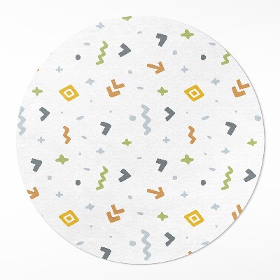 Rond pvc tapijt Pastelkleurige iconen en vormen in boho-stijl