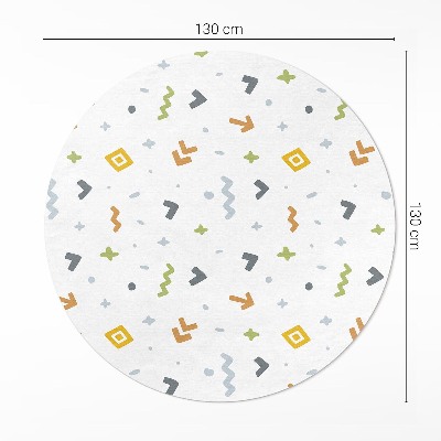 Rond pvc tapijt Pastelkleurige iconen en vormen in boho-stijl