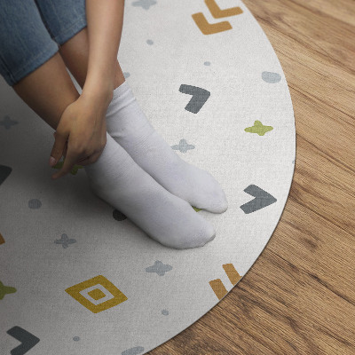 Rond pvc tapijt Pastelkleurige iconen en vormen in boho-stijl