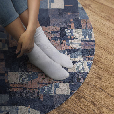 Rond pvc tapijt Abstract mozaïek in vintage retrostijl