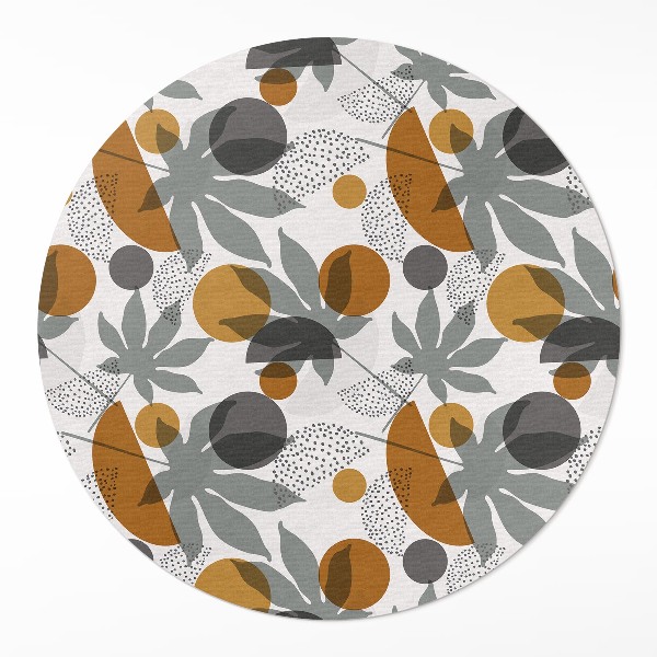 Vinyl vloerkleed rond Boho blad- en vormillustratie