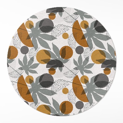 Vinyl vloerkleed rond Boho blad- en vormillustratie